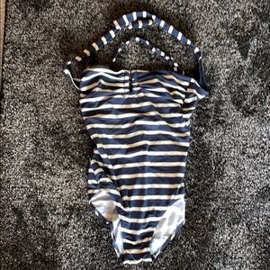 Stripped one piece bathing suit